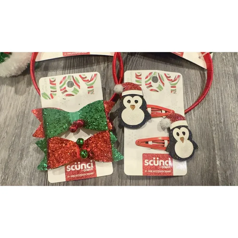 Scunci Christmas Hair Accessories Lot – Elf Hats, Bows, Clips